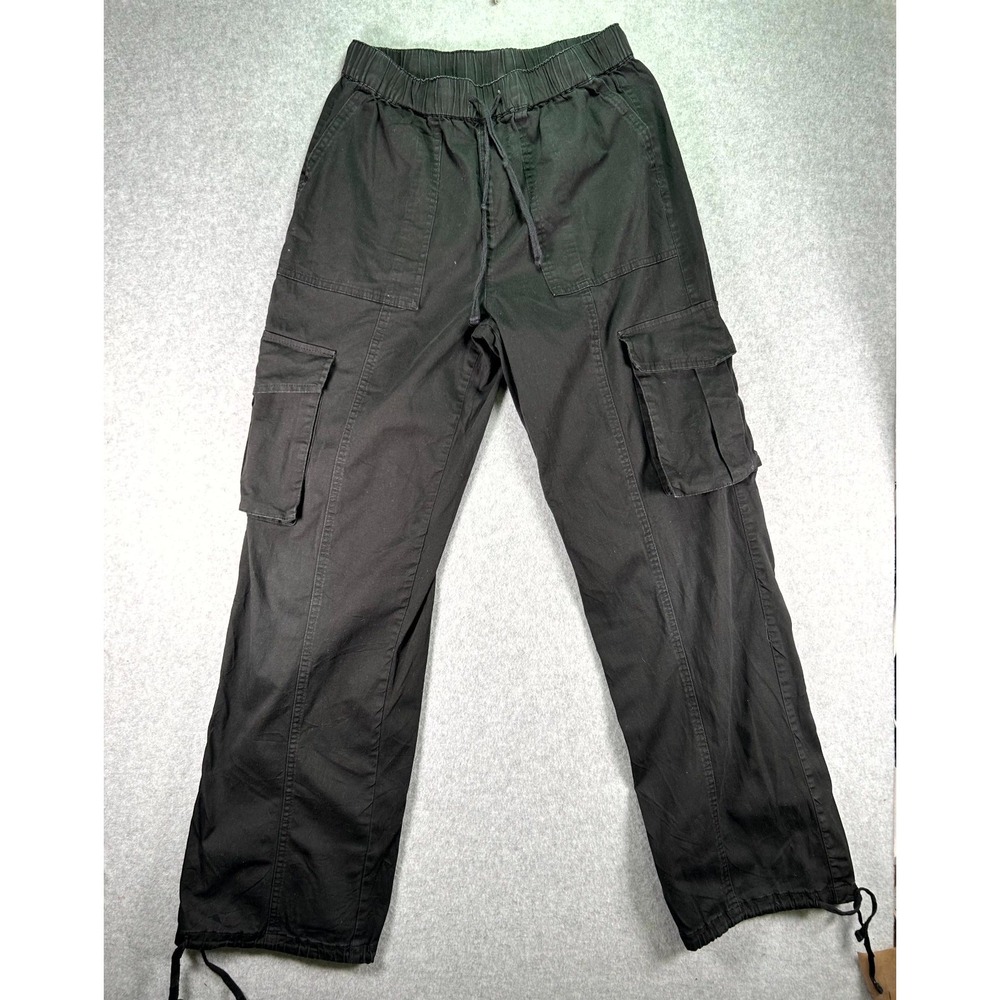 YMI All Day Cargo Pants Womens XS Black Cotton Mid Rise Pull On Utility Outdoor